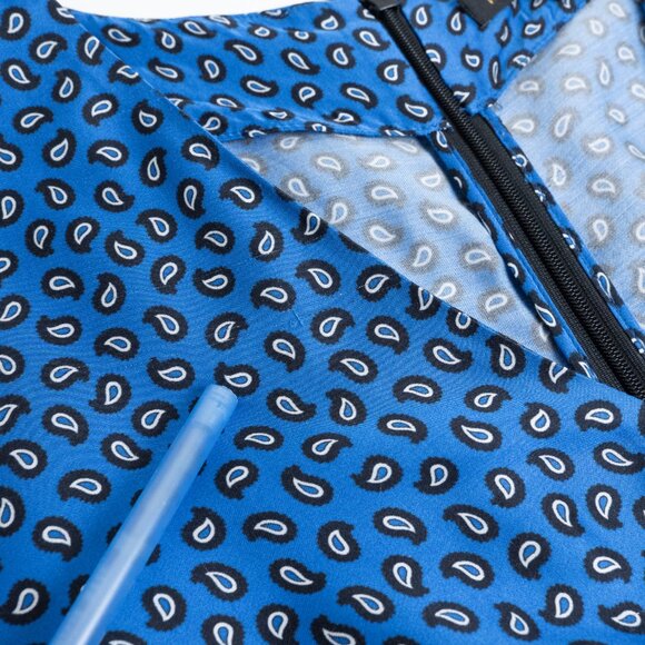 Maje Satin Romper Blue Paisley Ilona Playsuit Size EU 36 - Picture 15 of 16